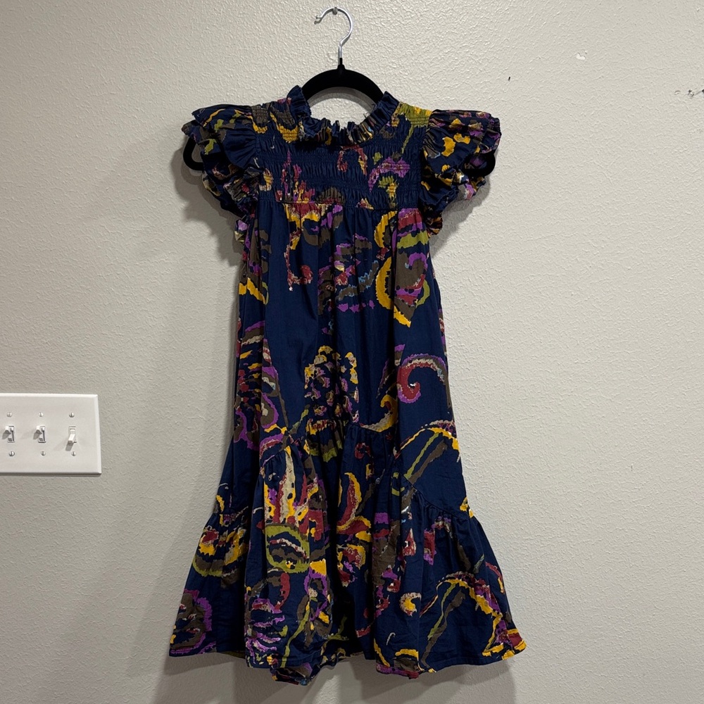 Chic Ruffled Mini Dress in Navy and Purple